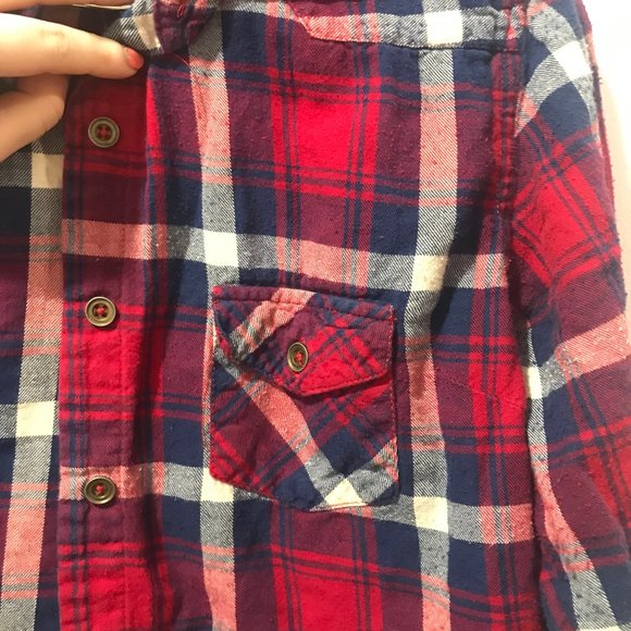 Red & Blue Plaid Flannel Shirt - Picture 5 of 6